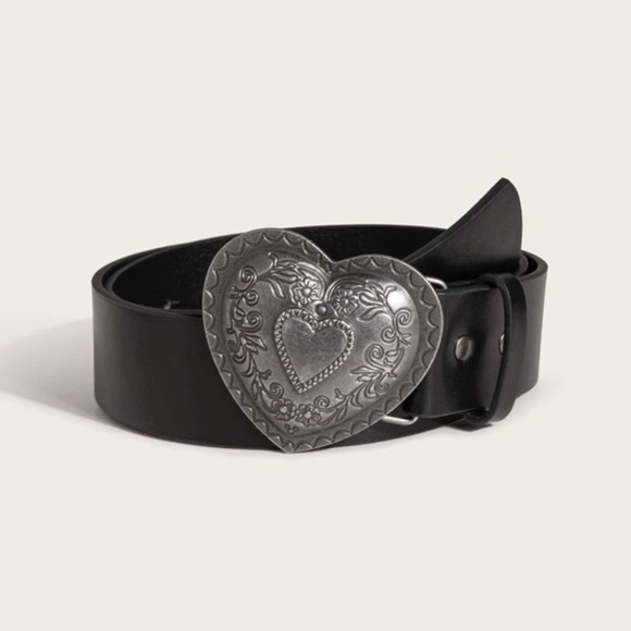 Western Heart Buckle Vegan Leather Belt - Picture 4 of 7